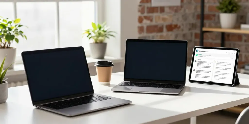 Smartphone displaying OGWhatsApp app in a modern workspace.